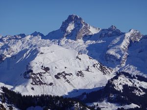 Preview wallpaper mountain, slope, snow, shadows, nature