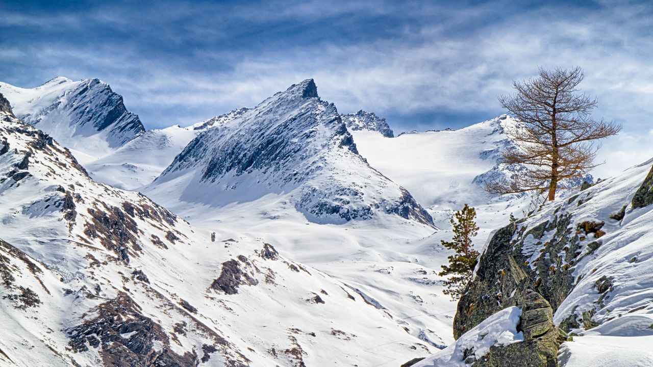 Wallpaper mountain, slope, snow, nature, sky