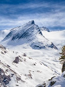 Preview wallpaper mountain, slope, snow, nature, sky