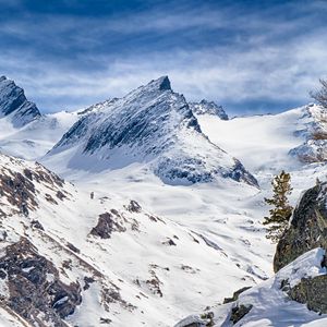 Preview wallpaper mountain, slope, snow, nature, sky