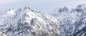 Preview wallpaper mountain, slope, snow, trees, landscape, view