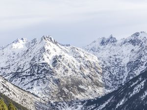 Preview wallpaper mountain, slope, snow, trees, landscape, view