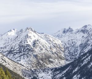 Preview wallpaper mountain, slope, snow, trees, landscape, view