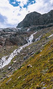 Preview wallpaper mountain, slope, stream, nature, landscape, sky