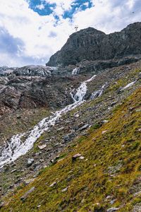 Preview wallpaper mountain, slope, stream, nature, landscape, sky