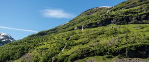 Preview wallpaper mountain, slope, stream, nature, landscape