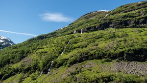 Preview wallpaper mountain, slope, stream, nature, landscape