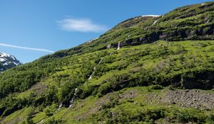 Preview wallpaper mountain, slope, stream, nature, landscape