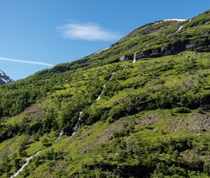Preview wallpaper mountain, slope, stream, nature, landscape