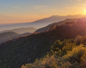 Preview wallpaper mountain, slope, sunset, evening, twilight, nature