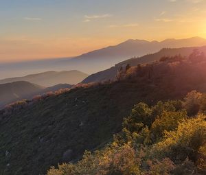 Preview wallpaper mountain, slope, sunset, evening, twilight, nature