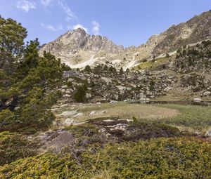 Preview wallpaper mountain, slope, valley, stones, relief, landscape