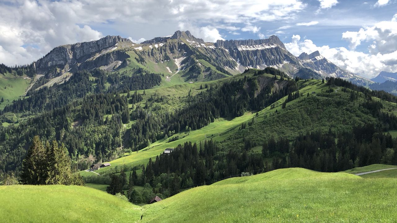 Wallpaper mountain, slope, valley, grass, mountains, nature