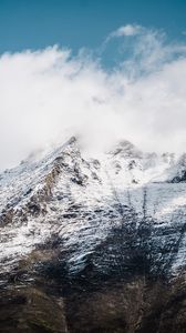 Preview wallpaper mountain, snow, clouds, sky, white, landscape