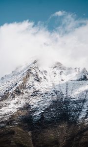 Preview wallpaper mountain, snow, clouds, sky, white, landscape