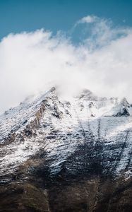 Preview wallpaper mountain, snow, clouds, sky, white, landscape