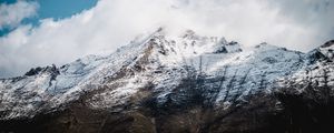 Preview wallpaper mountain, snow, clouds, sky, white, landscape