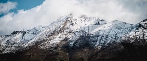 Preview wallpaper mountain, snow, clouds, sky, white, landscape