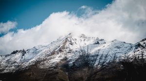 Preview wallpaper mountain, snow, clouds, sky, white, landscape