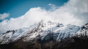 Preview wallpaper mountain, snow, clouds, sky, white, landscape