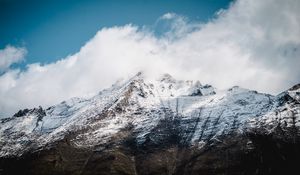 Preview wallpaper mountain, snow, clouds, sky, white, landscape