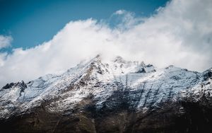 Preview wallpaper mountain, snow, clouds, sky, white, landscape