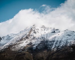 Preview wallpaper mountain, snow, clouds, sky, white, landscape