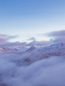 Preview wallpaper mountain, snow, clouds, white