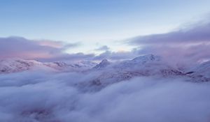 Preview wallpaper mountain, snow, clouds, white