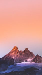 Preview wallpaper mountain, snow, dusk, evening, landscape