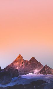 Preview wallpaper mountain, snow, dusk, evening, landscape