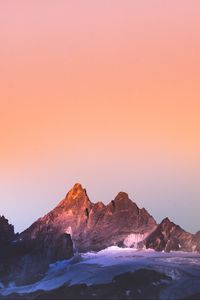 Preview wallpaper mountain, snow, dusk, evening, landscape