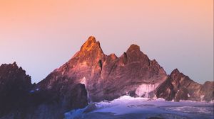 Preview wallpaper mountain, snow, dusk, evening, landscape