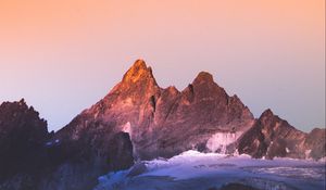 Preview wallpaper mountain, snow, dusk, evening, landscape