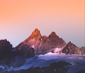Preview wallpaper mountain, snow, dusk, evening, landscape