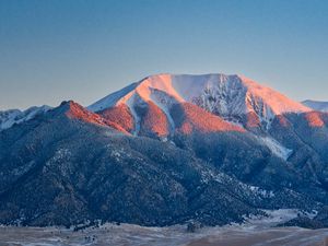 Preview wallpaper mountain, snow, forest, slope, relief, landscape