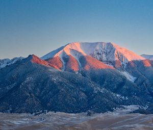 Preview wallpaper mountain, snow, forest, slope, relief, landscape