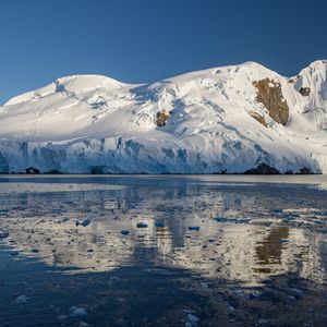 Preview wallpaper mountain, snow, iceberg, sea