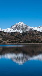 Preview wallpaper mountain, snow, lake, reflection, nature