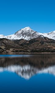 Preview wallpaper mountain, snow, lake, reflection, nature