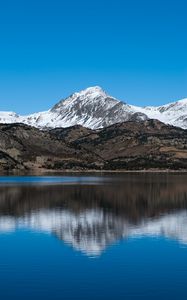 Preview wallpaper mountain, snow, lake, reflection, nature