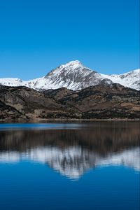 Preview wallpaper mountain, snow, lake, reflection, nature