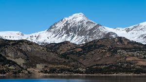 Preview wallpaper mountain, snow, lake, reflection, nature