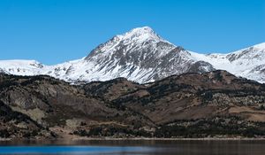 Preview wallpaper mountain, snow, lake, reflection, nature