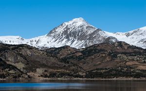 Preview wallpaper mountain, snow, lake, reflection, nature