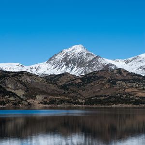 Preview wallpaper mountain, snow, lake, reflection, nature