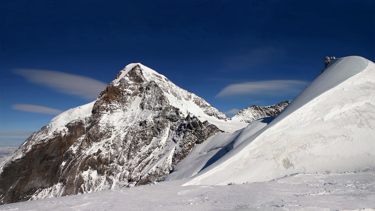 Wallpaper mountain, snow, lines, geometry, winter