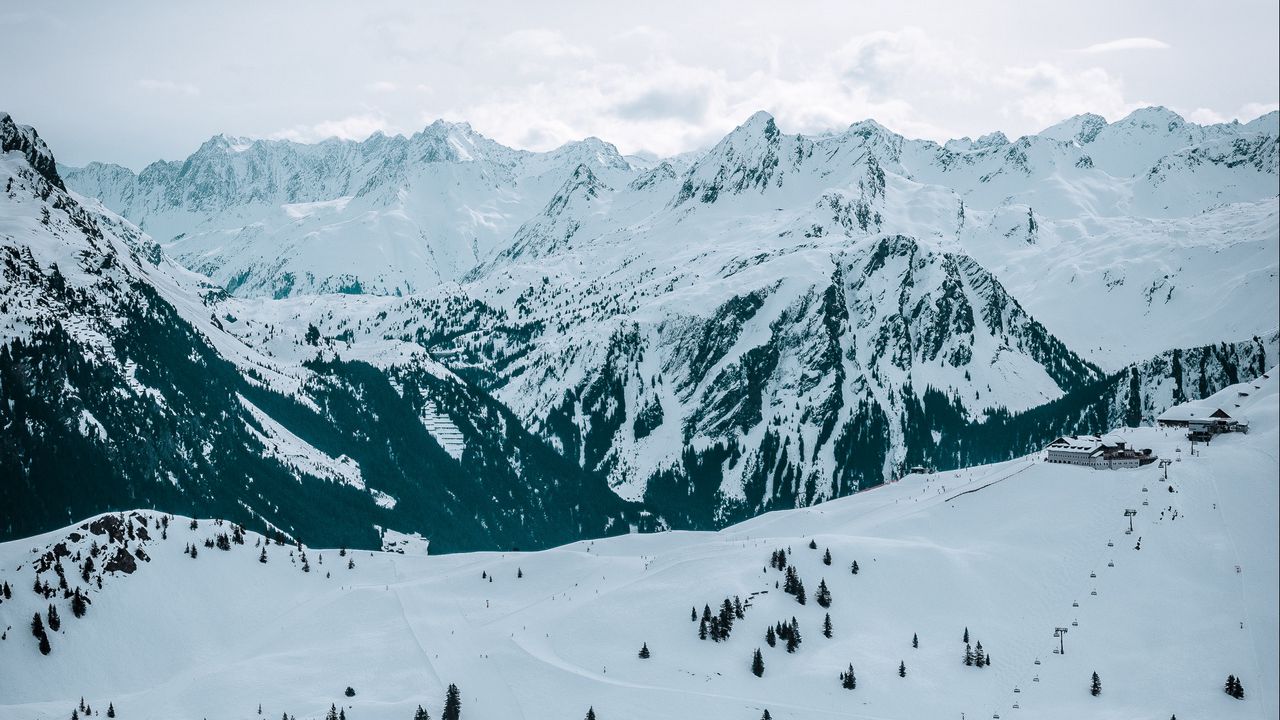 Wallpaper mountain, snow, peak, winter, trees, kleinwalsertal, austria
