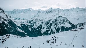 Preview wallpaper mountain, snow, peak, winter, trees, kleinwalsertal, austria