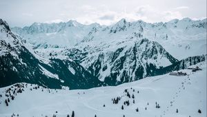 Preview wallpaper mountain, snow, peak, winter, trees, kleinwalsertal, austria